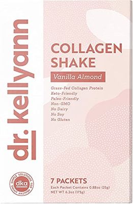 Dr. Kellyann Keto Vanilla Almond Shakes - 100% Grass Fed Collagen Protein by Bone Broth Expert Gluten Free, Dairy Free, Soy Free, Non-GMO - Keto &amp; Paleo Friendly (7 Servings)