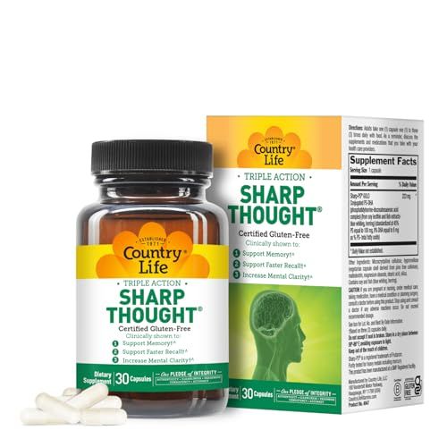 Country Life Sharp Thought 30 Capsules, Certified Gluten Free