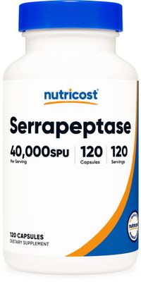 Nutricost Serrapeptase 40,000 SPU, 120 Capsules - Gluten Free, Non-GMO, and Vegetarian Friendly