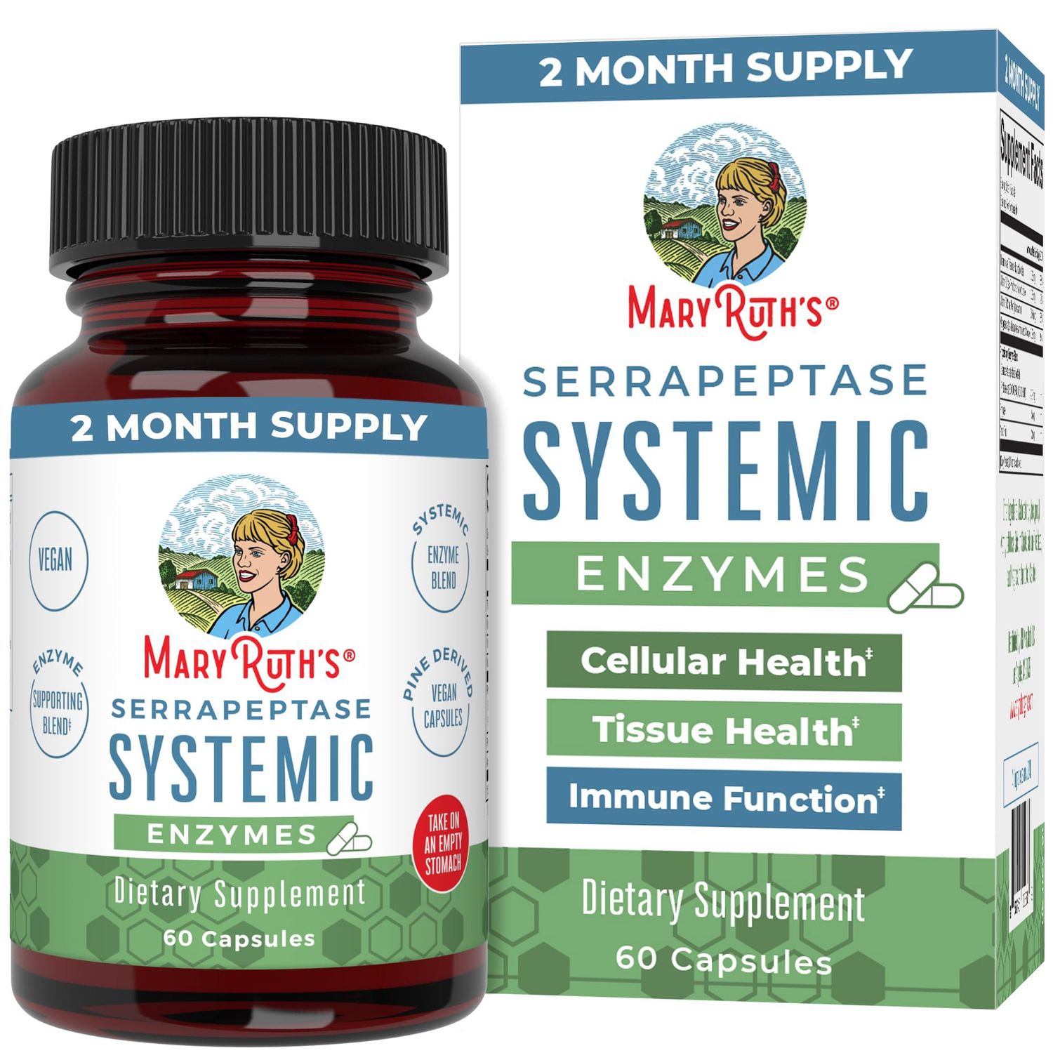 Serrapeptase Enzymes Capsules | Up to 2 Month Supply | Enzyme Supplement for High Potency Sinus Relief Pills for Allergy Support | Tissue Health and Cellular Health | Vegan | Gluten Free | 60 Count