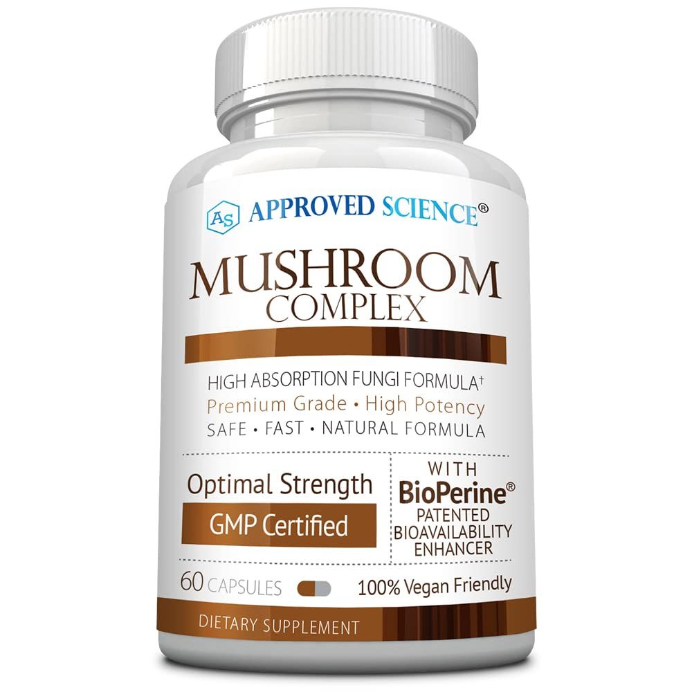Approved Science Mushroom Complex - Support The Immune System and Cognitive Function - with Lions Mane, Chaga, Reishi, Turkey Tail, Shiitake, Oyster, and More - 60 Capsules - Vegan