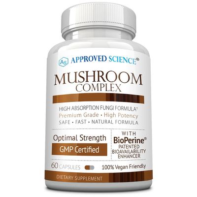Approved Science Mushroom Complex - Support The Immune System and Cognitive Function - with Lions Mane, Chaga, Reishi, Turkey Tail, Shiitake, Oyster, and More - 60 Capsules - Vegan