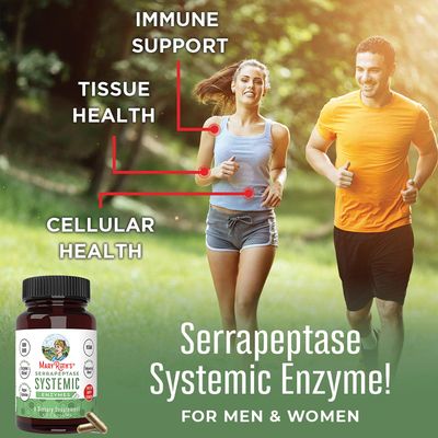 Serrapeptase Enzymes Capsules | Up to 2 Month Supply | Enzyme Supplement for High Potency Sinus Relief Pills for Allergy Support | Tissue Health and Cellular Health | Vegan | Gluten Free | 60 Count