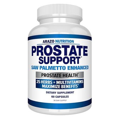 Arazo Nutrition Prostate Supplement - Saw Palmetto + 25 Herbs - Reduce Frequent Urination, Reduce Hair Loss, Support Stamina - Single Homeopathic Herbal Extract Health Supplements - Capsule or Pill