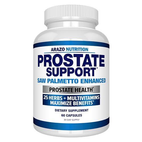 Arazo Nutrition Prostate Supplement - Saw Palmetto + 25 Herbs - Reduce Frequent Urination, Reduce Hair Loss, Support Stamina - Single Homeopathic Herbal Extract Health Supplements - Capsule or Pill