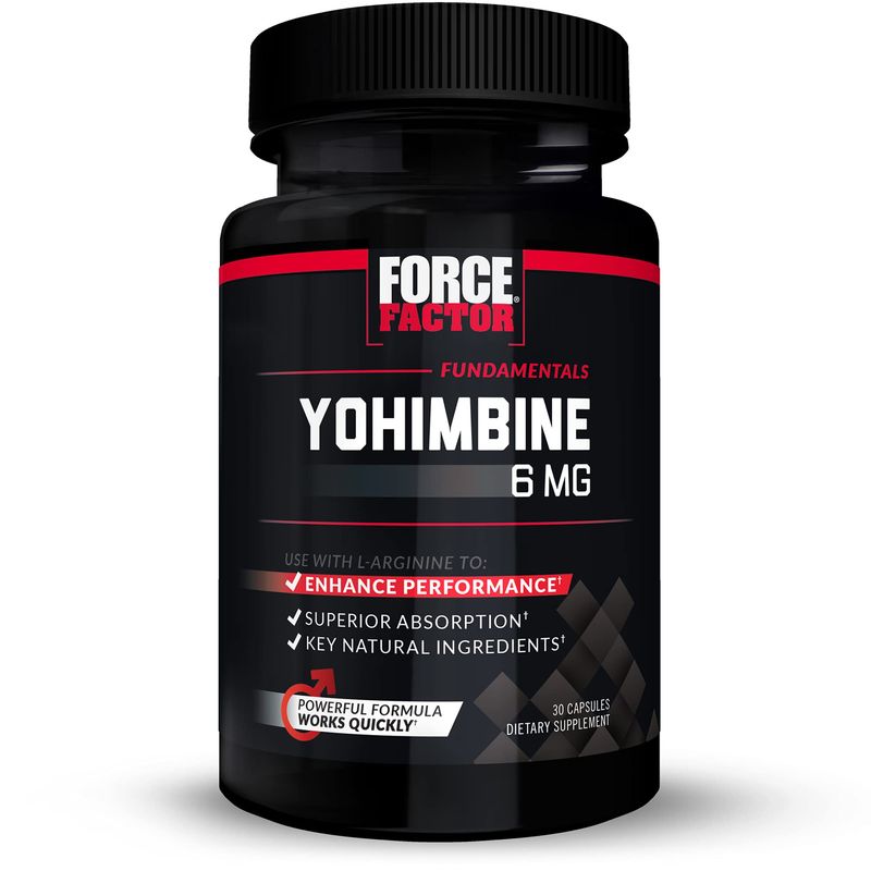 Force Factor Yohimbine Supplement for Men, Yohimbe Bark Extract with Superior Absorption to Enhance Performance, 6mg Yohimbine Bark Pills with Key Natural Ingredients, Works Fast, 30 Capsules
