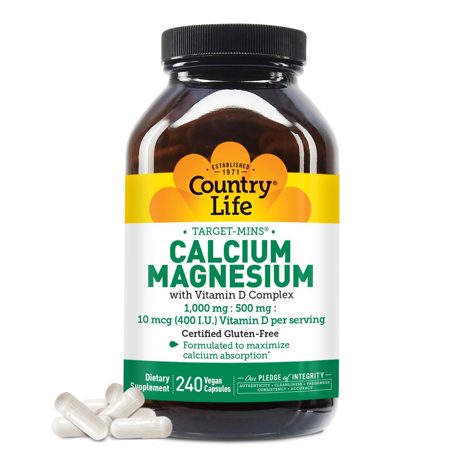 Country Life Target-Mins Calcium Magnesium with Vitamin D Complex for Total-Body Utilization and Osteoporosis Prevention