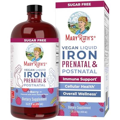 MaryRuth Organics | Liquid Iron Supplement Prenatal &amp; Postnatal for Pregnant &amp; Lactating | Iron Deficiency | Immune Support | Sugar/Gluten Free | Vegan | Non-GMO | 15.22 Fl Oz