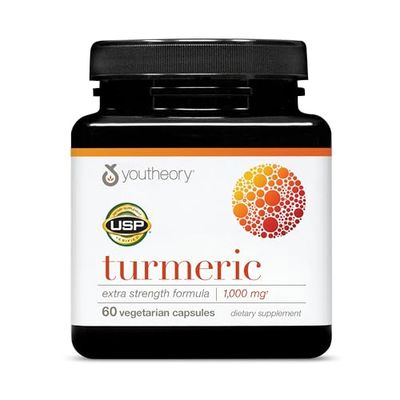 Youtheory Turmeric Extra Strength - 1,000 mg Turmeric Supplement - with 10 mg Black Pepper - Curcumin Joint Support* - Soy, Dairy &amp; Gluten Free - 60 Vegetarian Capsules