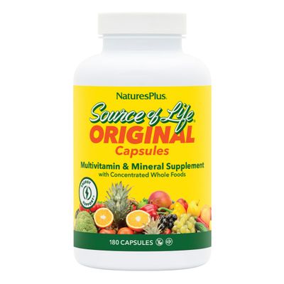 Natures Plus Source of Life - 180 Capsules - Multivitamin &amp; Mineral Supplement - Supports Natural Energy &amp; Overall Well-Being - Gluten Free, Vegetarian - 60 Servings