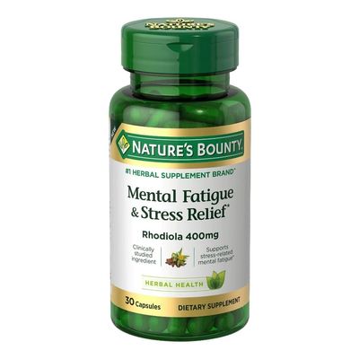 Nature&#39;s Bounty Mental Fatigue and Stress Relief, Rhodiola Supplement, 400 mg, Capsules, 30 Count