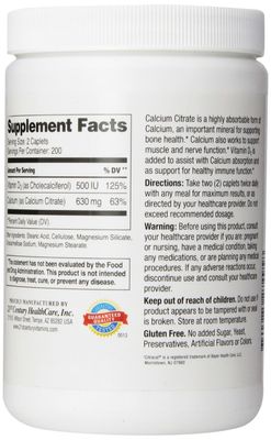 21st Century Calcium Citrate Plus D Maximum Caplets, 400 Count (Pack of 2)