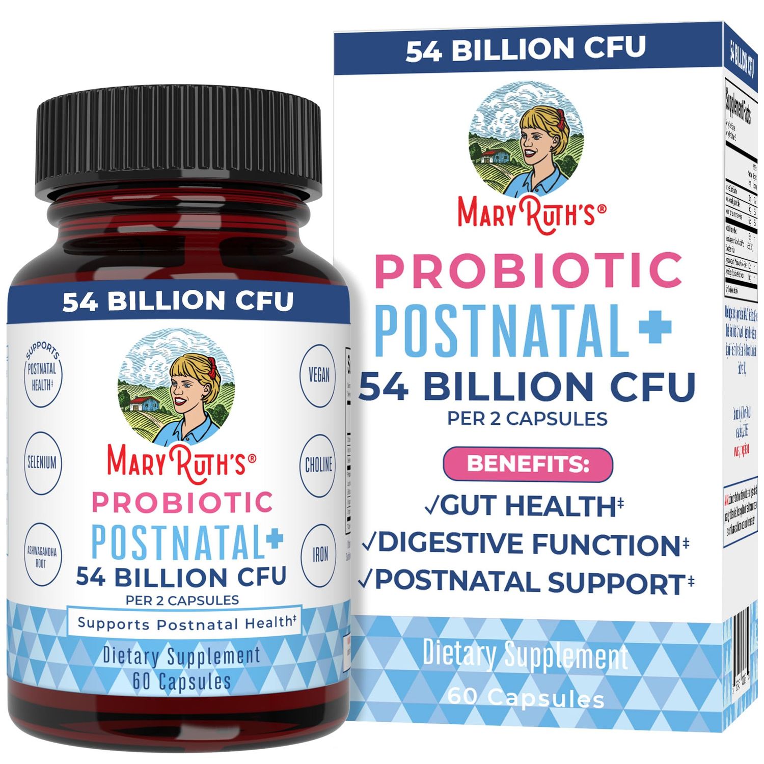 MaryRuth Organics Postnatal Probiotics for Breastfeeding Women | Nursing Probiotic Capsules with Vitamins | Minerals &amp; Antioxidants | 54 Billion CFU | Non-GMO | Vegan | 30 Servings