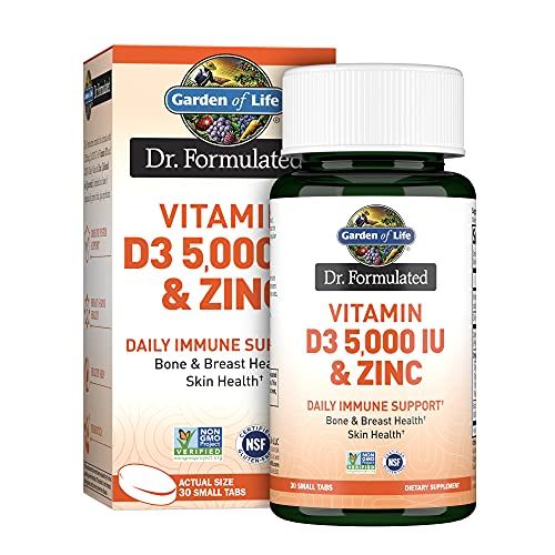 Garden of Life Quercetin Zinc Once Daily Immune Support Supplement with Vitamin D3 for Bone Health, Breast Health &amp; Skin Health, Dr Formulated - Gluten Free, Non GMO, Carbon Neutral - 30 Mini Tabs