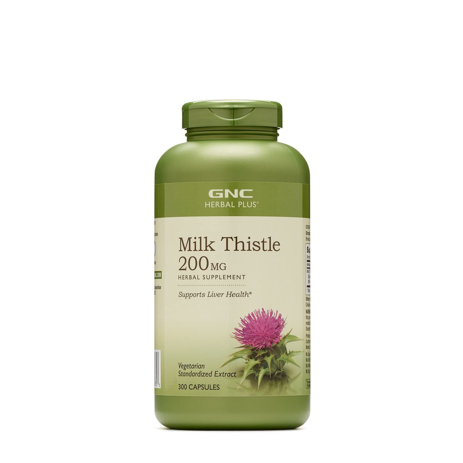 GNC Herbal Plus Milk Thistle 200mg Supplement, Vegetarian, Supports Healthy Liver Function, 100 Servings