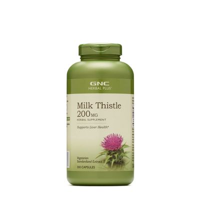 GNC Herbal Plus Milk Thistle 200mg Supplement, Vegetarian, Supports Healthy Liver Function, 100 Servings