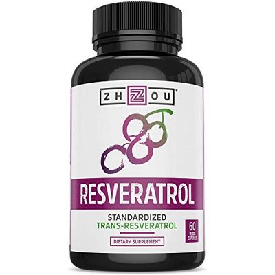 Zhou Resveratrol Supplement | Healthy Aging, Immune System &amp; Heart Health Support | Powerful Antioxidant Benefits | 30 Servings, 60 Veg Caps