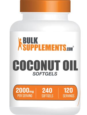 BULKSUPPLEMENTS.COM Coconut Oil Softgels - Pure Coconut Oil, Coconut Oil Capsules for Skin &amp; Hair, Coconut Oil Supplement - Coconut Oil Pills, 2 Softgels per Serving (2000mg), 240 Softgels