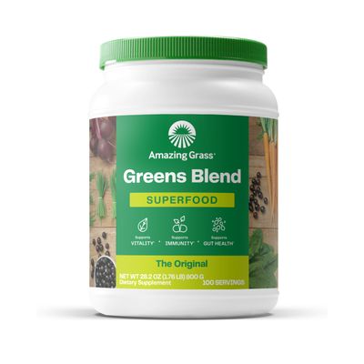 Amazing Grass Greens Superfood Powder: Greens Powder with Digestive Enzymes &amp; Probiotics, Organic Spirulina, Chlorella, and Beet Root Powder, Original, 100 Servings