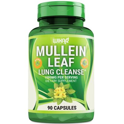 WIXAR NATURALS Mullein Leaf Capsules - 90 Capsules - Herbal Supplement Supports Healthy Respiratory Function &amp; Mucous Membranes - 1000 mg - Natural Mullein for Lung Cleanse Support