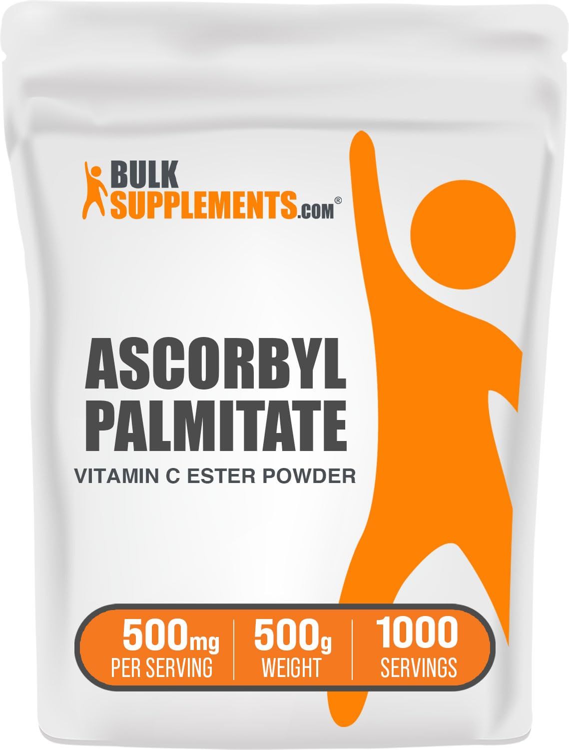 BulkSupplements.com Ascorbyl Palmitate Powder - Vitamin C Ester, Ascorbyl Palmitate 500mg - Vitamin C Supplement, Gluten Free, 500mg per Serving, 500g (1.1 lbs) (Pack of 1)