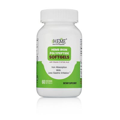 Pharmvista Heme Iron Polypeptide Softgels - with Vitamin C &amp; Folic Acid - Gluten Free, Non-GMO - 60 Count