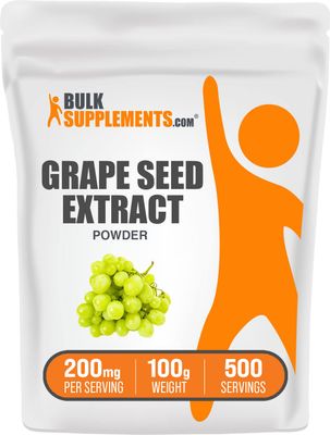 BulkSupplements.com Grape Seed Extract Powder - Grape Seed Extract Supplement, Antioxidant Source - Herbal Supplement, Gluten Free, 200mg per Serving, 100g (3.5 oz) (Pack of 1)