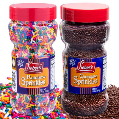 Lieber&#39;s Rainbow &amp; Chocolate Sprinkles Bundle Pack | Tasty Colorful &amp; Chocolatey Jimmies Are A Great Dessert Topping For Cooking, Baking &amp; Decorating Ice Cream | 10 Ounces