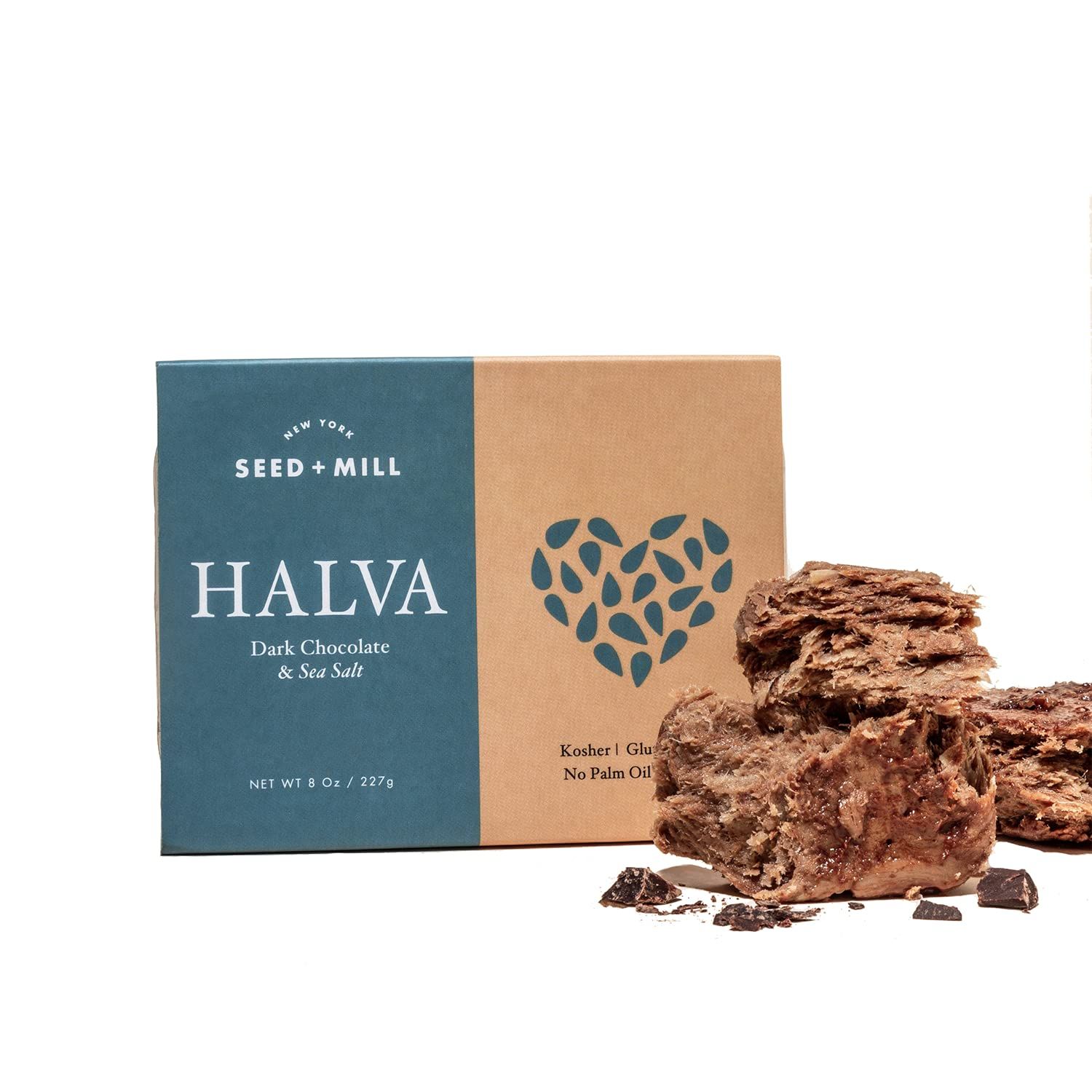 Seed + Mill - Halva - Sea Salt Dark Chocolate - Vegan, Kosher, GlutenFree - Enjoy This Fudgelike Candy Made from Sesame Paste &amp; Dark Chocolate - Great for Snacking or as a Dessert - 8 oz
