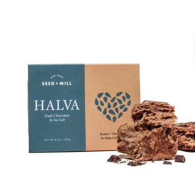 Seed + Mill - Halva - Sea Salt Dark Chocolate - Vegan, Kosher, GlutenFree - Enjoy This Fudgelike Candy Made from Sesame Paste &amp; Dark Chocolate - Great for Snacking or as a Dessert - 8 oz