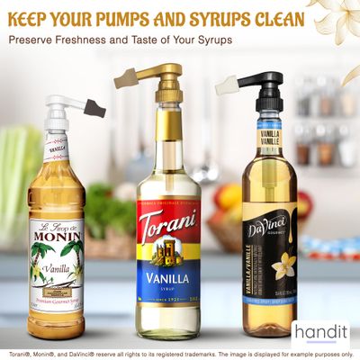 Handit - Coffee Syrup Pump Covers | Chocolate Color Rubber Silicone | Keep Syrups Preserved and Clean, Keep Counters, Bottles Clean | Fits Pumps for Torani, DaVinci, Skinny, Monin | 10-Pack