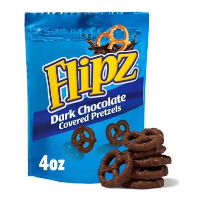 Flipz Dark Chocolate Covered Pretzels (4 Ounce, Pack of 6), Perfect Sweet, Salty, &amp; Crunchy Snack For Adults And Kids