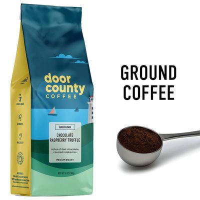 Door County Coffee Chocolate Raspberry Truffle Flavored Coffee | 10oz Bag | Ground Medium Roast | 100% Arabica Coffee | Chocolate Raspberry Truffle