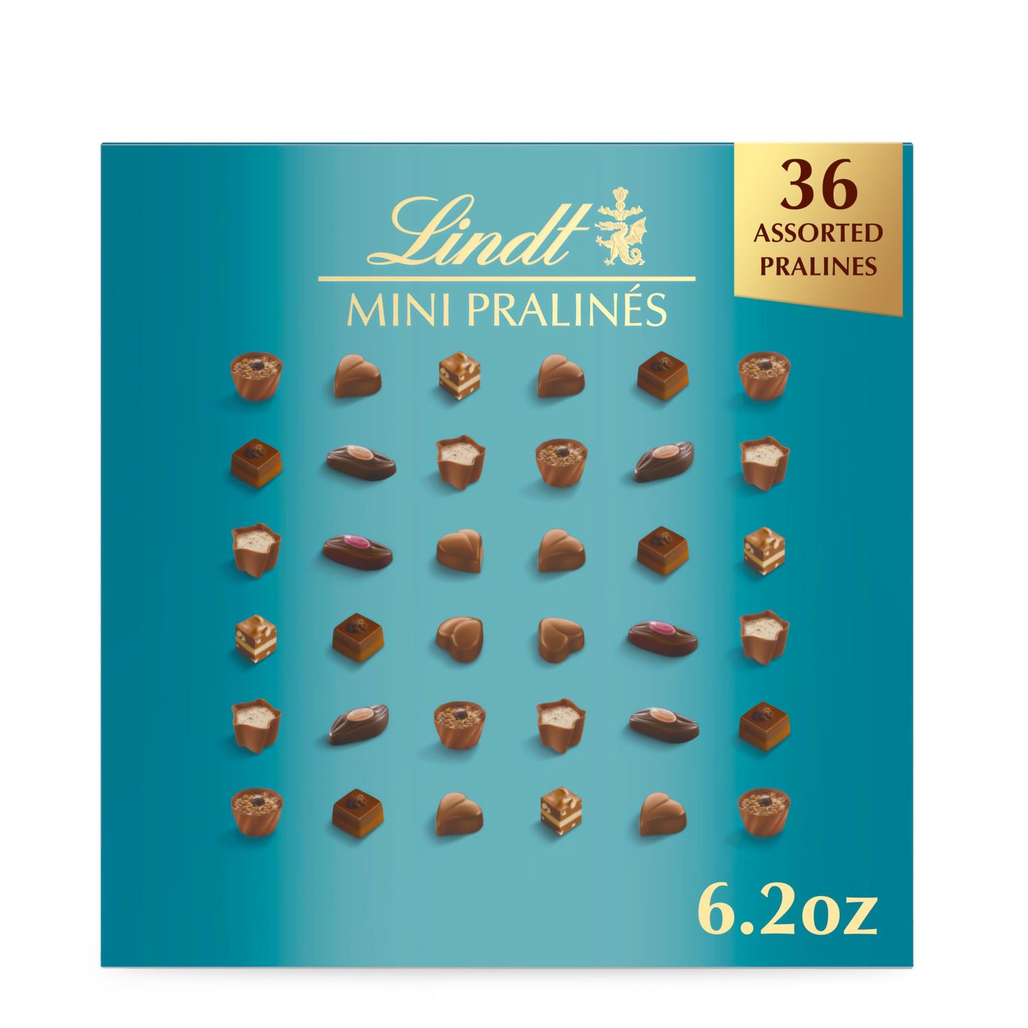 Lindt Mini Pralines, Assorted Chocolate Candy with Premium Filling, 36 Count, 6.2 oz. Gift Box