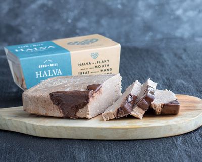 Seed + Mill - Halva - Sea Salt Dark Chocolate - Vegan, Kosher, GlutenFree - Enjoy This Fudgelike Candy Made from Sesame Paste &amp; Dark Chocolate - Great for Snacking or as a Dessert - 8 oz