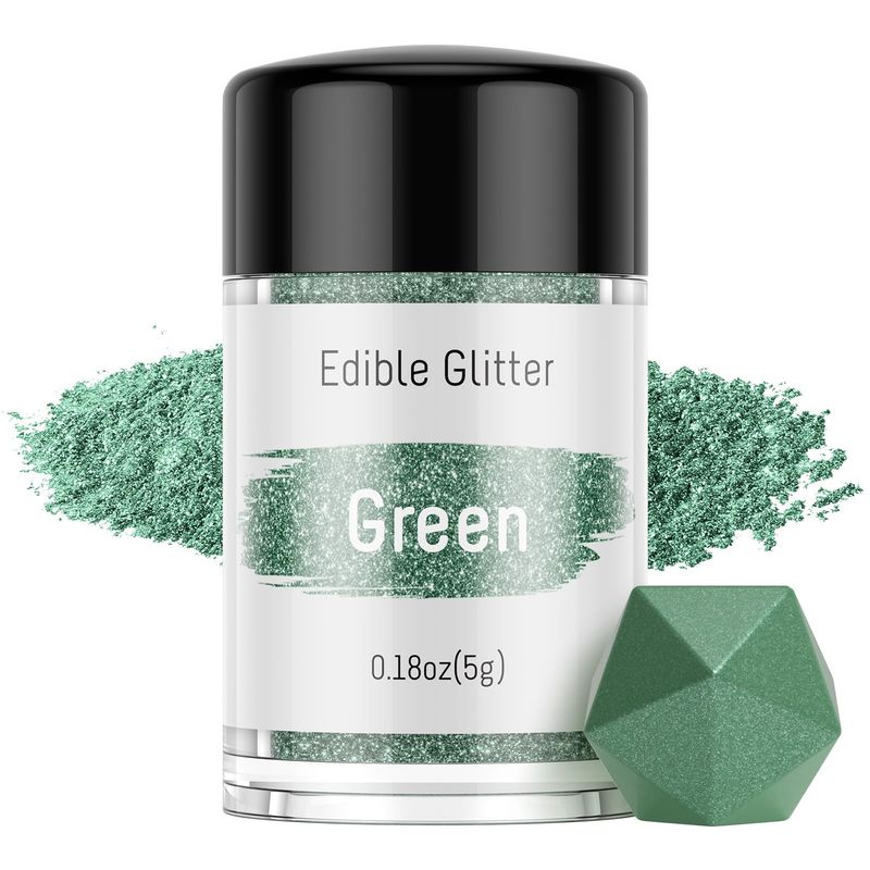 Jelife Green Edible Glitter Dust for Drinks - 5 Grams Food Grade Luster Glitter Dust, Sprinkle on Sparkle Edible Food Coloring Powder for Cake Decorating, Chocolates, Cupcakes, Cake Pops &amp; More, Vegan