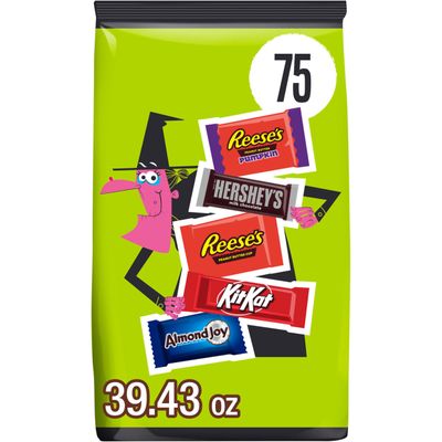Hershey Assorted Flavored Snack Size, Halloween Candy Bulk Bag, 39.43 oz (75 Pieces)