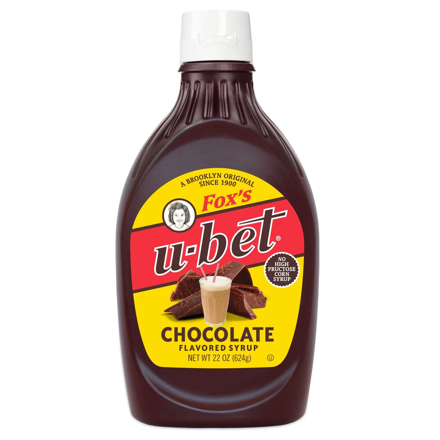Foxs U-bet Chocolate Flavored Syrup - A Brooklyn Original, 20OZ, Kosher Certified, Fat Free, No High Fructose Corn Syrup -Made in the USA.