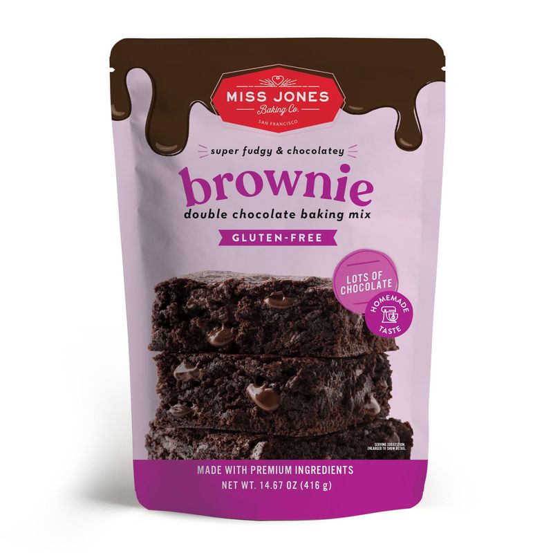 Miss Jones Gluten-Free Baking Brownie Mix - More Chocolate Chips, Guilt Free Brownie Mix, Naturally Sweetened Desserts &amp; Treats, 14.67 Ounce (Pack of 1)