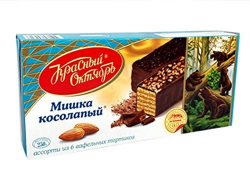 Wafer Chocolate Cake Mishka Kosolapy, Russian Classic Dessert by Red October (Pack of 2)