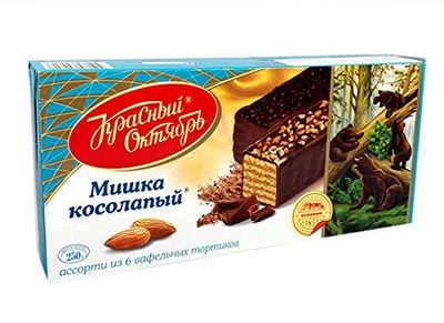 Wafer Chocolate Cake Mishka Kosolapy, Russian Classic Dessert by Red October (Pack of 2)