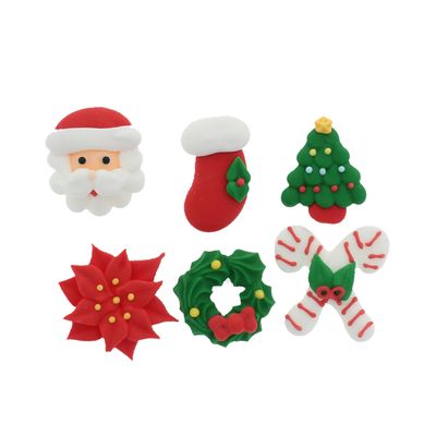 Christmas Edible Kosher Royal Icing Decorations 36 Count for Christmas Cupcake Decorations, Cake Toppers, Cookies and Chocolates by Global Sugar Art. Santa, Wreath, Tree Set