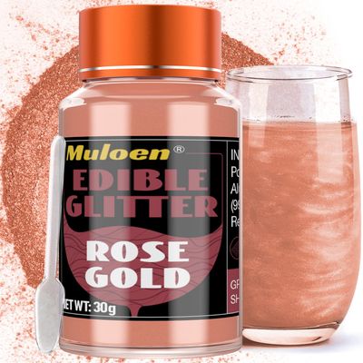 Rose Gold Edible Glitter - 30 Grams 100% Edible Glitter for Drinks, Cake Decorating Supplies, Cookie Decorating Supplies, Cocktails, Chocolate, etc. Luster Dust Edible