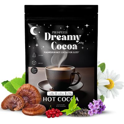 Prosper Magnesium Hot Cocoa - Organic Melatonin &amp; Sugar Free Cocoa - Sleep Aid with Adaptogens - 14 Superfoods, Non Dairy, Keto &amp; vegan Organic Hot Cocoa - Caffeine Free Hot Chocolate- 30 Servings