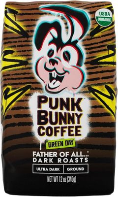 Punk Bunny Coffee from Green Day Fair Trade Organic Coffee Ground with Dark Chocolate and Caramel Notes, Father of All Dark Roasts, 12 Ounces