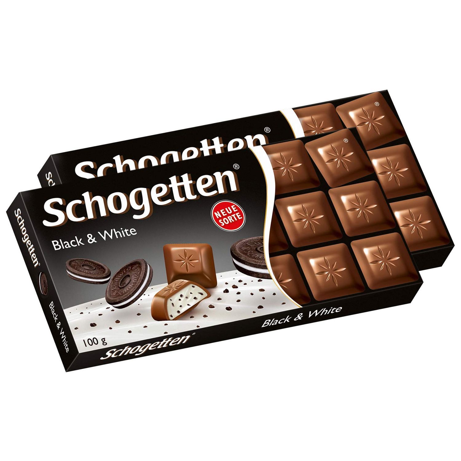 Schogetten Black &amp; White Chocolate Bar Candy Original German Chocolate 100g/3.52oz (Pack of 2)