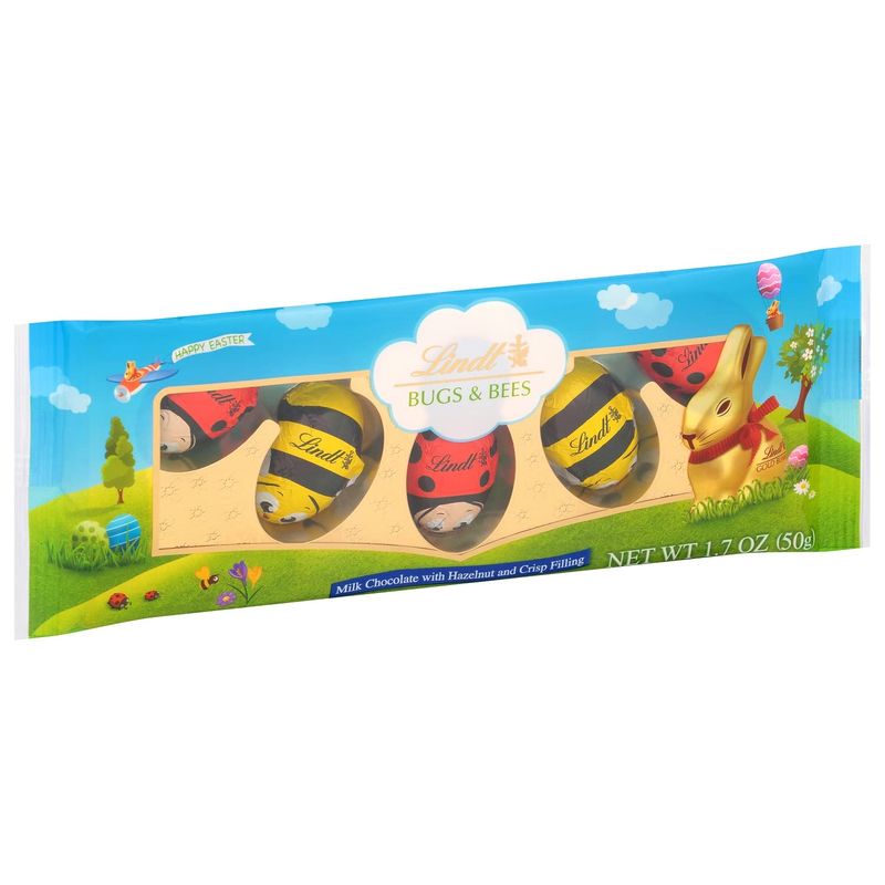 Lindt Bugs &amp; Bees, Milk Chocolate Candy with Hazelnut and Crisp Filling, 1.7 oz. 5-Pack