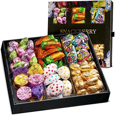 Easter Candy and Chocolate Platter with Milk Chocolate Bunnies, Chocolate Carrots, Cookies &amp; Cream Eggs, and More! Kosher Holiday Mixed Gift Basket Candy Platter