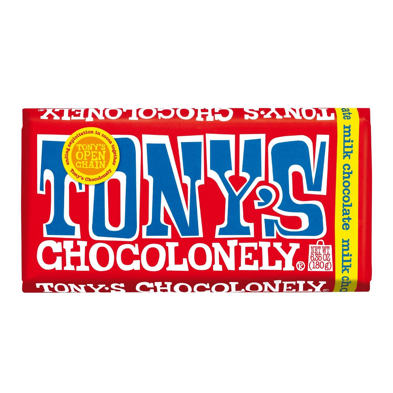 Tony&#39;s Chocolonely 32% Milk Chocolate Bar - Belgium Chocolate, No Artificial Flavoring, Fairtrade &amp; B Corp Certified - 6.35 Oz