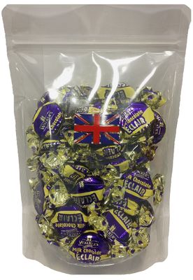 Milk Chocolate Eclairs Sweets, 125G Bags of Wrapped Rich Toffees with a Milky Chocolate Flavoured Centre, Toffee Candy Sweet Bag, Monmore